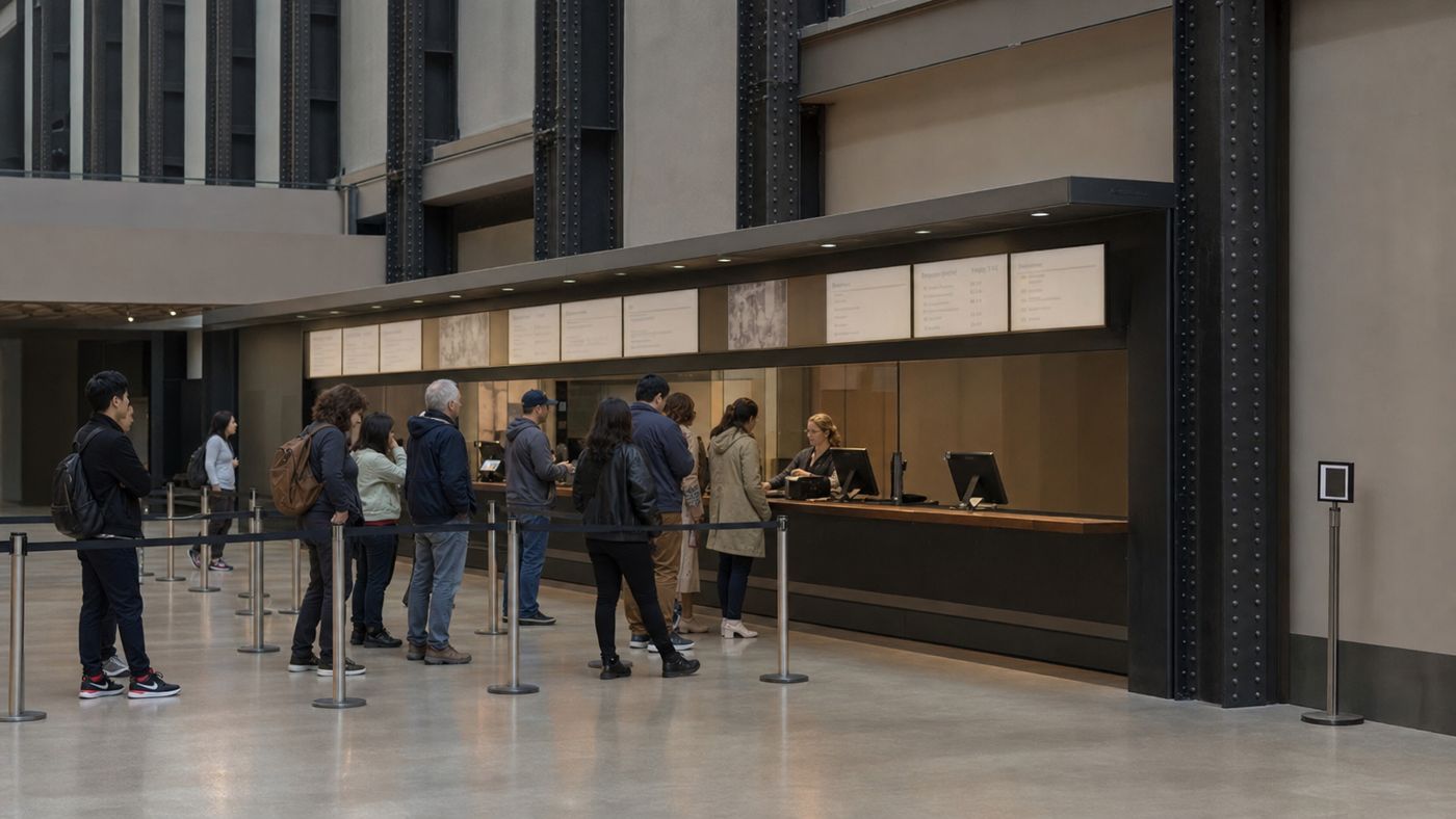 Ticket counter at the visitor center of the Giza Plateau with price board