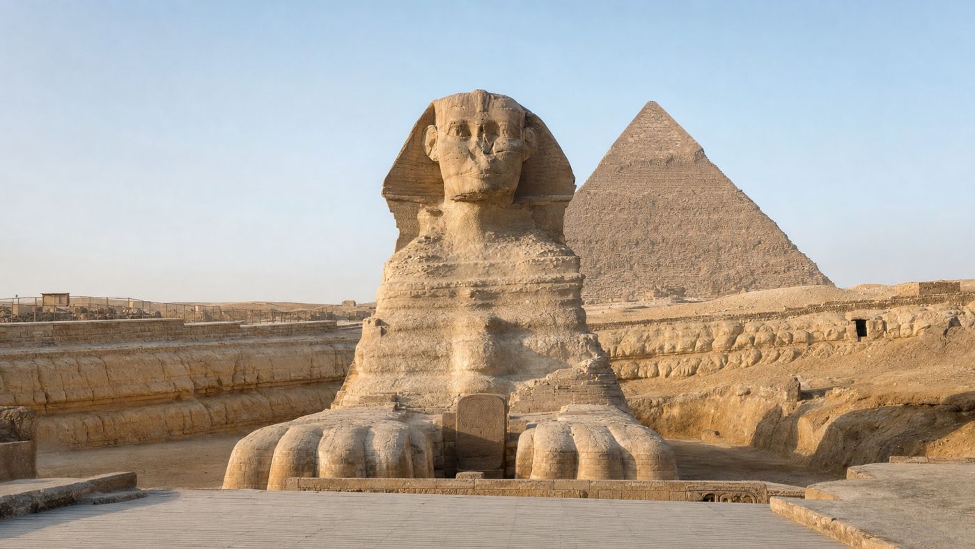 Le Sphinx de face depuis la terrasse des visiteurs