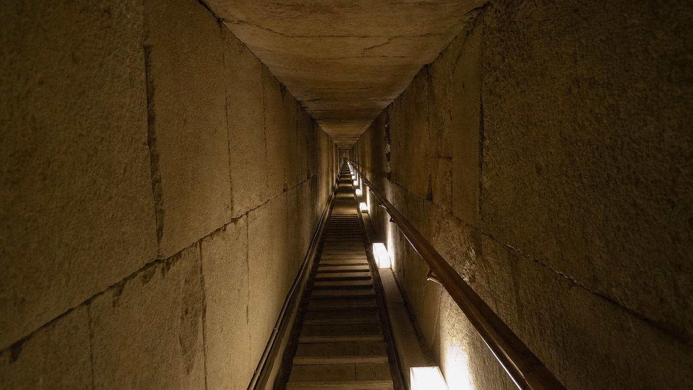 Der absteigende Gang der Cheops-Pyramide mit gleichbleibender Neigung