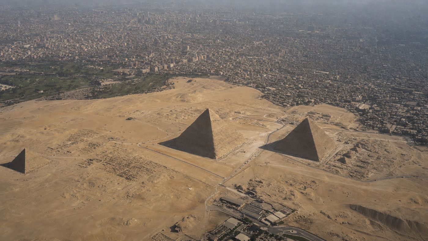 Oblique image from a small aircraft with the city in the background