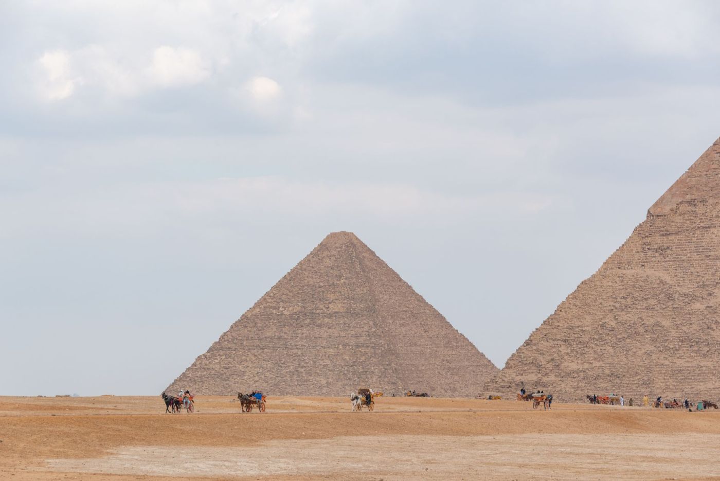 The three pyramids staggered in a row seen from the southwest