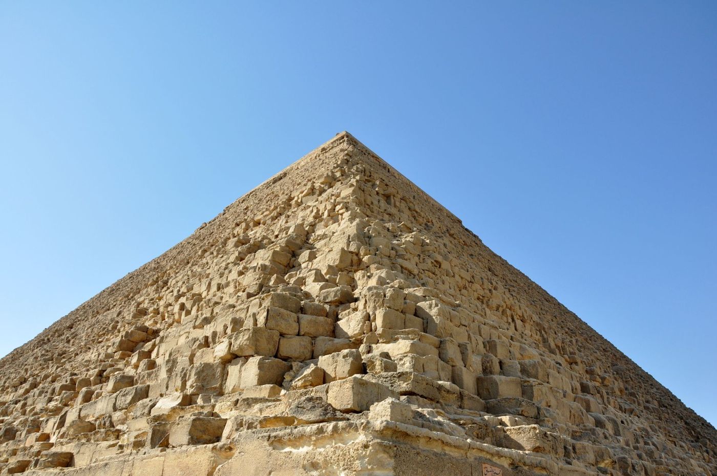 Preserved casing blocks at the foot of the north side of the Pyramid of Khufu