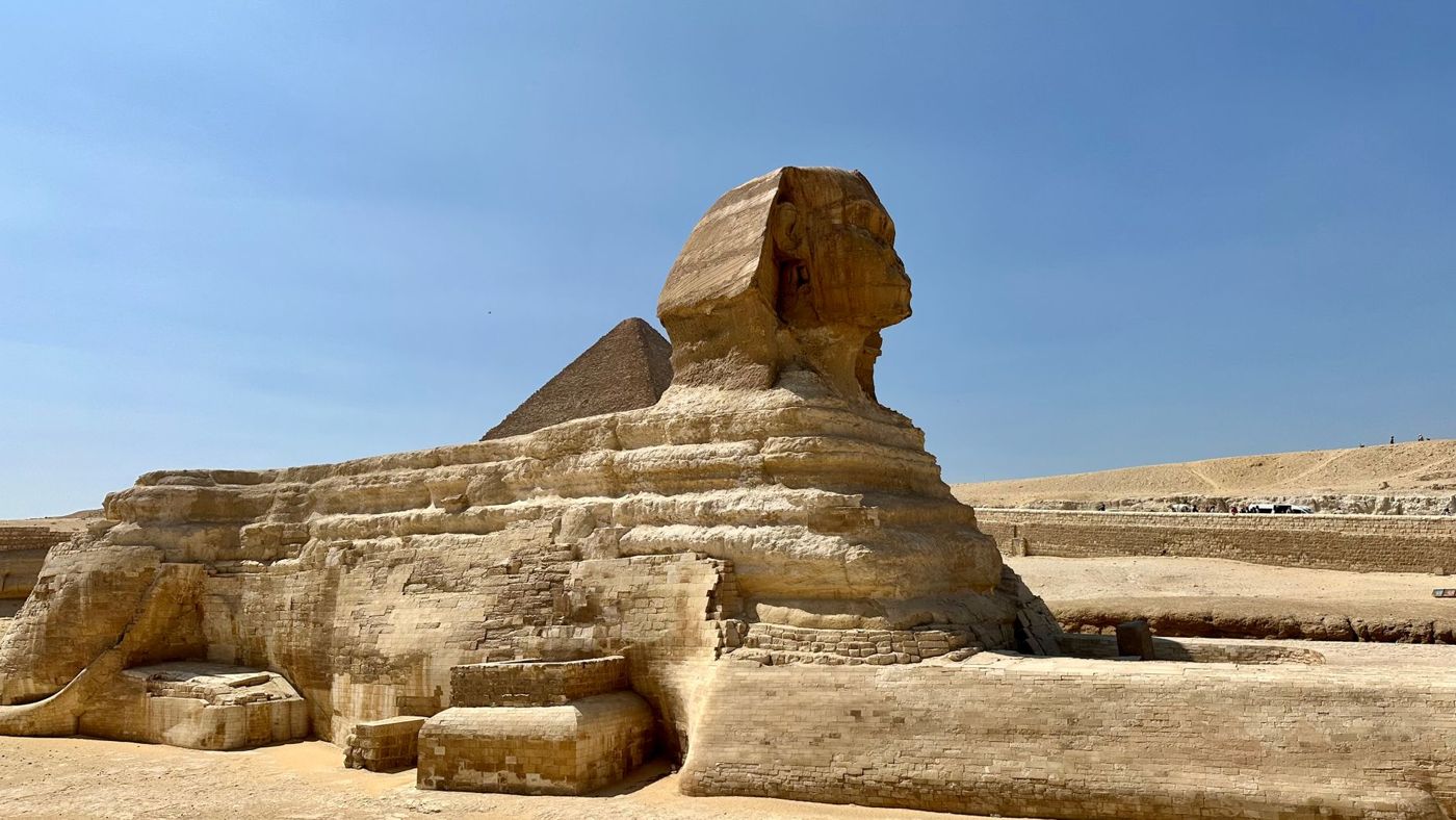 The fully exposed Sphinx in its pit