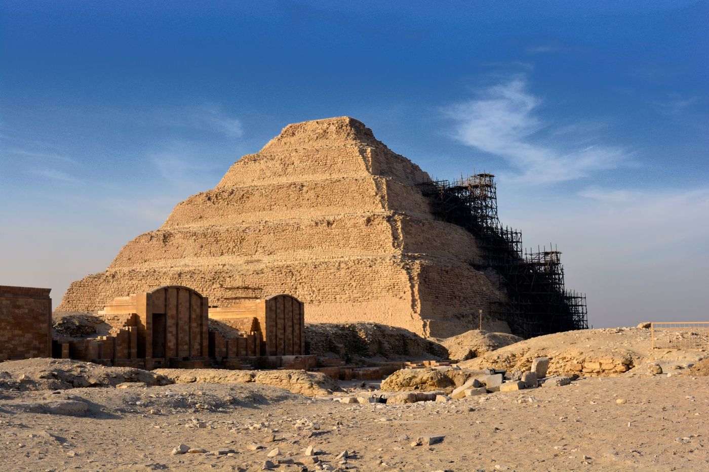 Two unfinished step pyramids south of the Pyramid of Menkaure